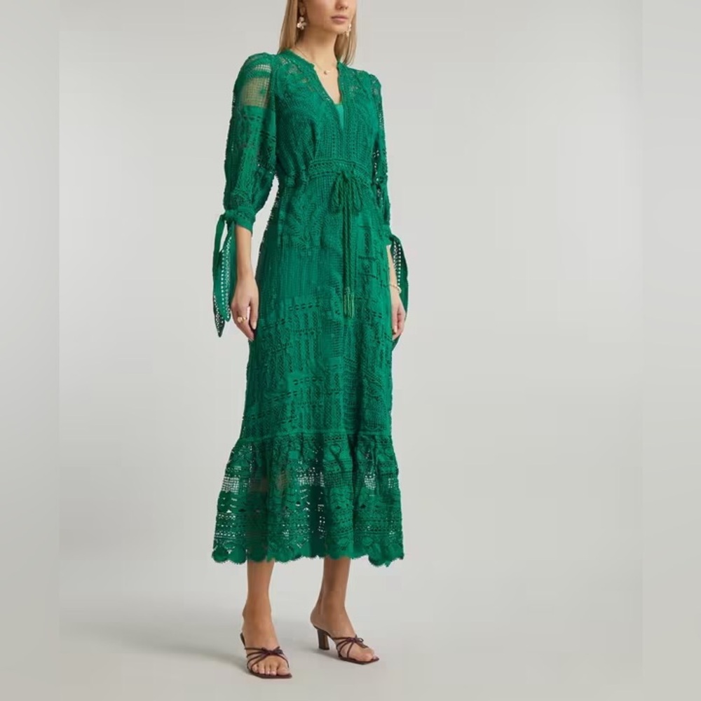 FARM Rio Emerald Green Crochet Maxi Dress - Picture 2 of 5